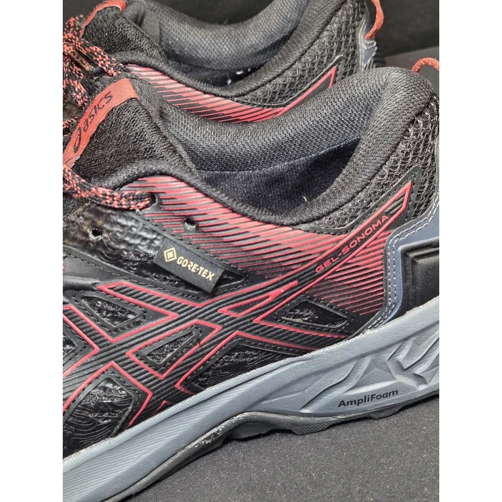 Asics Gel-Sonoma 6 GTX Mens Trail Running‎ Shoes Black Red Gore-Tex 1012A567 9.5